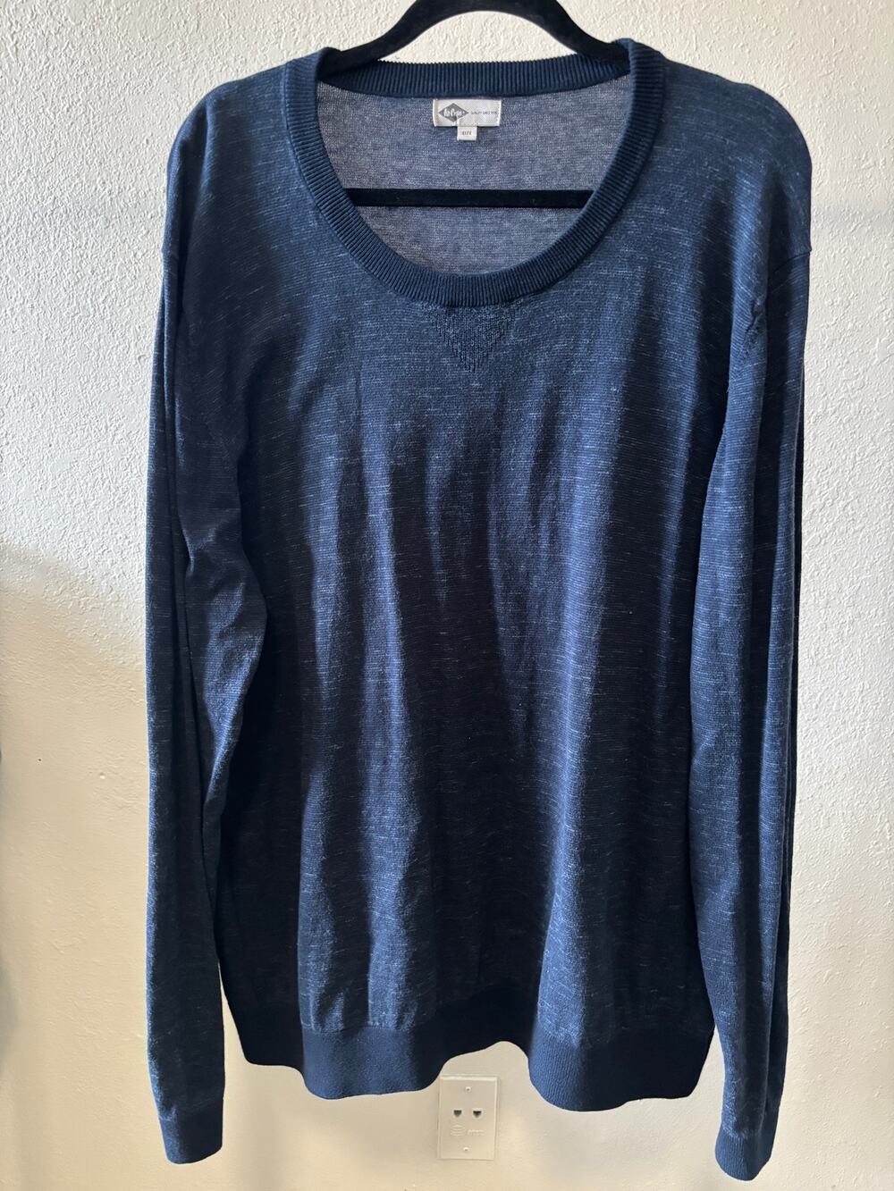 Lee Cooper Sweater Mens Size XXL Cotton Linen Blend Navy Blue